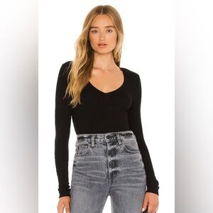 Bobi Los Angeles V Neck Thermal Top Sz S Black